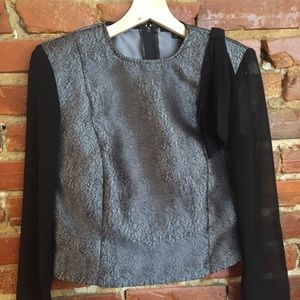 Kathy Cole Colorblock blouse with lace overlay